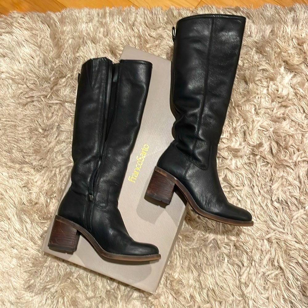 Franko Sarto knee boots leather 2 inch heal very good condition